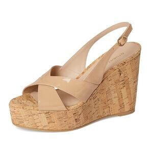 Stuart Weitzman Womens Dayna Slingback Wedge Sandal US 7.5 B EU 38 Nude NIB